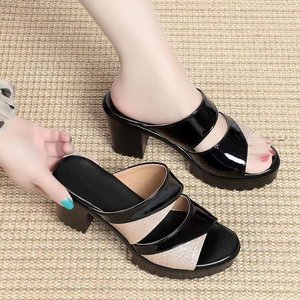 <span class=keywords><strong>Sandalias</strong></span> de tacón de <span class=keywords><strong>bloque</strong></span> con <span class=keywords><strong>plataforma</strong></span> y boca de pez para mujer, nuevas <span class=keywords><strong>sandalias</strong></span> de una tira para exteriores, transpirables, de tacón alto - Product Image 6