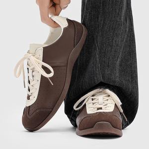 รองเท้าเทนนิสสีราเมลยอดนิยม รองเท้าฝึกซ้อมสไตล์เยอรมันคลาสสิก แฟชั่นสไตล์ใต้ดิน รองเท้าผ้าใบสปอร์ตแบบยูนิเซ็กส์สำหรับใส่ลำลอง - Product Image 5