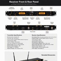 Système de microphone cravate sans fil UHF XTUGA avec affichage LED portable, 6 micros dynamiques pour scène et performances en direct