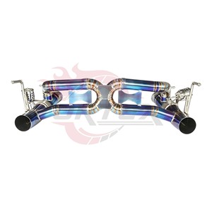 ท่อไอเสีย Vortex Titanium Valvetronic สำหรับ Ferrari 488 GTB Spider สีฟ้าเบิร์นท์ พร้อมท่อ X และปลายท่อ - Product Image 3