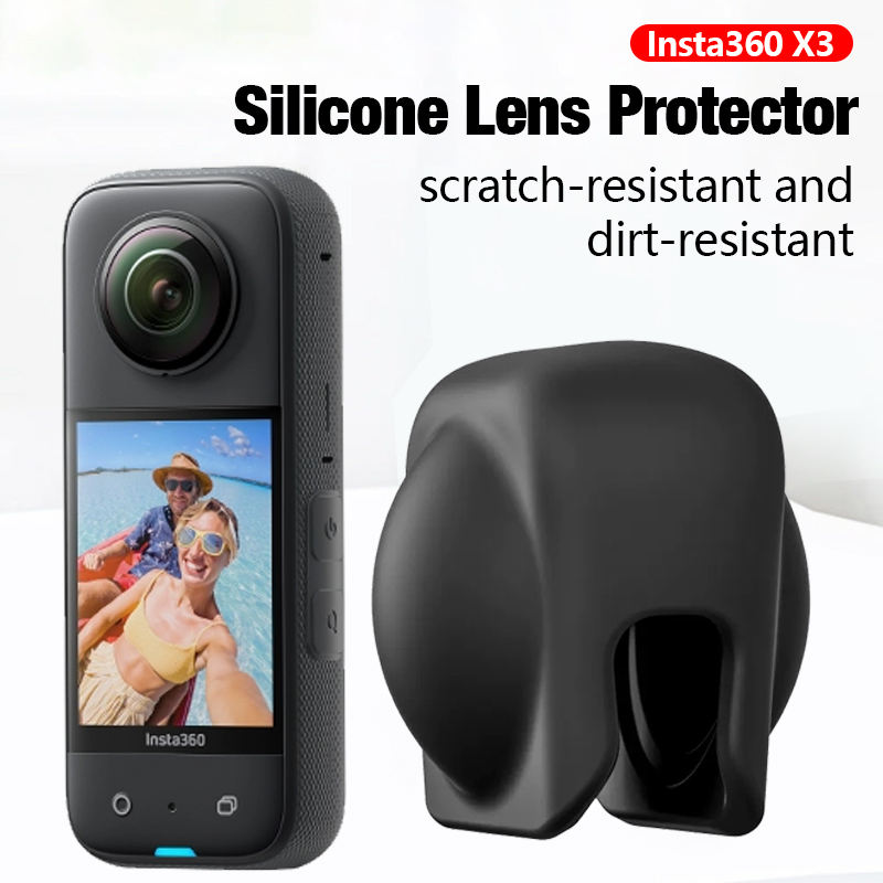 Black Durable Len Cap for Insta360 X3 Soft Silicone Protective Case Cover Protector for Insta 360X3 Action Camera Accessory