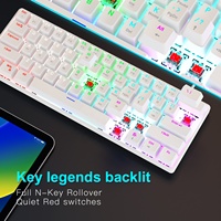 Clavier de jeu mécanique 60 pour cent ergonomique durable détachable câble de type C Mini clavier de jeu blanc avec interrupteurs rouges