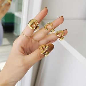 <span class=keywords><strong>Anillos</strong></span> Ajustables de Cobre Chapado en Oro con 26 Letras del <span class=keywords><strong>Señor</strong></span> de los <span class=keywords><strong>Anillos</strong></span>, Joyería Moderna y Elegante para Mujer - Product Image 2