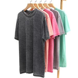 High Quality 100% Cotton Oversize Acid Washed T-<b>Shirts</b> Vintage Custom Stone Wash Print Loose Fit Knitted Lain-t-<b>Shirt</b> - Product Image 3