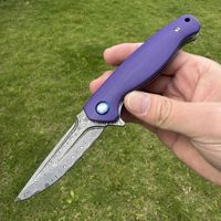 Couteau pliant de poche en acier Damas VG10 de qualité supérieure, manche G10, couteau pliant portable pour le camping en plein air, EDC, survie