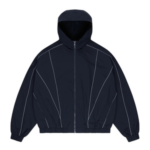 Veste coupe-vent unisexe Healy à séchage rapide avec bande réfléchissante unique, fermeture éclair, style rétro léger, survêtement de sport - Product Image 5