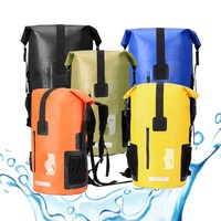 Tas Pantai Outdoor Terbaru, Tas Kering PVC 500D untuk Berenang, Tas Kering Tahan Air untuk Arung Jeram, Pilihan Kapasitas 35-55L