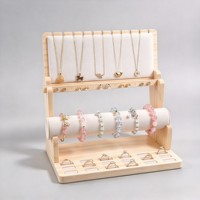 Support à bijoux multifonctionnel détachable avec cadre en bois naturel pour colliers, bracelets, bagues et boucles d'oreilles, pour présentation en magasin