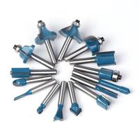 Jeu de 15 mèches de routeur CNC solides à pointe de carbure pour le travail du bois avec tige de 1/4