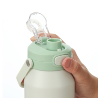Botella de Agua Aislada al Vacío de Acero Inoxidable de 1 Litro con Asa y Tapa con Cierre, Libre de BPA, a Prueba de Fugas, para Viajes, Senderismo y Gimnasio