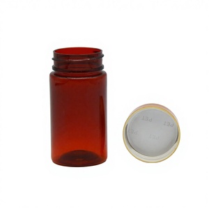 Flaconi Farmaceutici in Plastica PET Marrone Trasparente con Tappo a Vite Largo, Elettroplaccati e Serigrafati per Medicinali e Pillole - Product Image 3