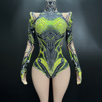 Novance Y4281 – Nouveautés 2024 : Combinaison moulante à manches longues pour femme, ornée de strass, tenue de performance sexy et luxueuse pour soirée