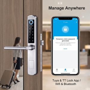 Serrure de porte intelligente IP64 Tuya TTlock en acier inoxydable 304 avec empreinte digitale Cloud 5-1, déverrouillage intelligent pour <span class=keywords><strong>Airbnb</strong></span>, hôtels, bureaux - Product Image 5