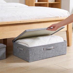 Under Bed Storage <b>Box</b> 30L 40L Gray Fabric Rectangular With Lid For Bedroom Organizing - Product Image 1