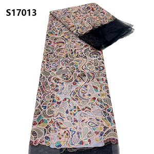 CHOCOO, superventas, tela de encaje de lentejuelas de red de tul de lujo, tela de encaje bordado con lentejuelas Multicolor - Product Image 3