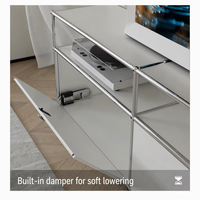 Meuble TV en acier inoxydable, unité de rangement modulaire, design moderne, support au sol réglable pour petits salons