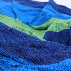 SANTTA blu verde a strisce doppia amaca con barra di spargitore in legno per giardino e cortile - Product Image 4