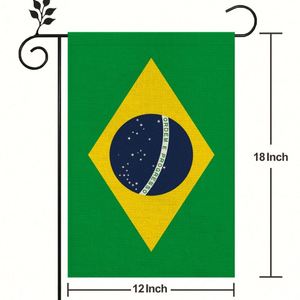 Drapeau Brésilien de Haute Qualité en Lin pour Extérieur, 12x18 pouces, Impression par Transfert Thermique, Style Fanion, Plusieurs Tailles et Styles - Product Image 2