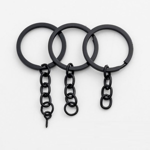 Kit Gantungan Kunci Logam Hitam 25-35mm, Cincin Kunci Terpisah dengan Rantai, Mata Sekrup, Pin Cincin Lompat, Grosir untuk Pembuatan Perhiasan Gantungan Kunci DIY - Product Image 5