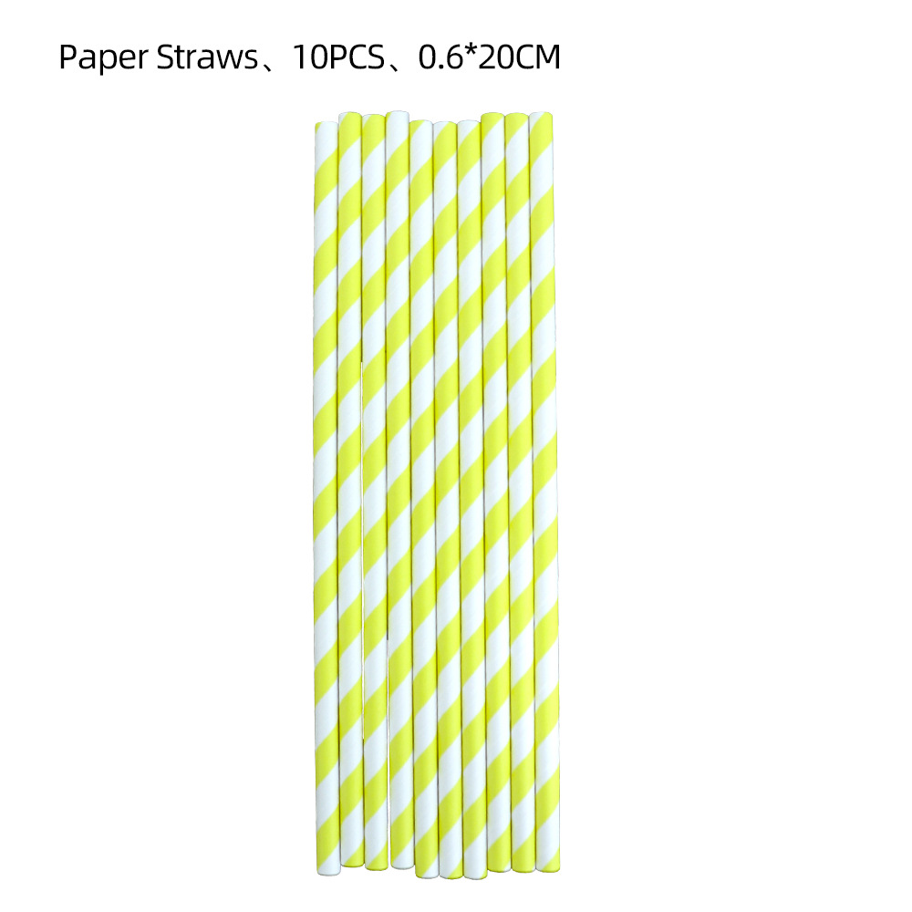 Paille en papier jaune-10 pièces