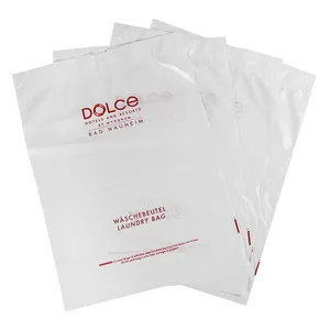 custom LDPE clear disposable travel drawstring plastic laundry bag hotel
