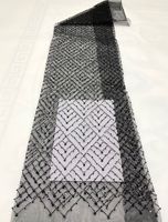 Nouveau luxe africain français tulle dentelle noir à la main perlé voile de mariée dentelle tissu paillettes maille dentelle avec perles robe de soirée