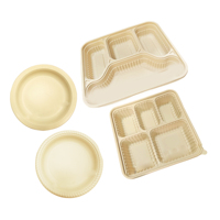 Assiettes carrées en bambou biodégradables à 100 %, jetables, écologiques, compostables, pour plats à emporter, utilisables au micro-ondes, sans BPA, fabriquées en Chine