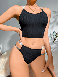 Women's Seamless Push-Up <b>Bra</b> Set Thongs Panties Breathable Sports Underwear Comfortable Tank Tops Lingerie <b>Wire</b>-Free Brassiere - Product Image 5