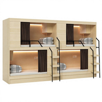 Lits superposés modernes en bois, lits superposés doubles, cabines de couchage pleine grandeur, lits d'hôtel pour ensembles de mobilier hôtelier, cabine de couchage, lit capsule