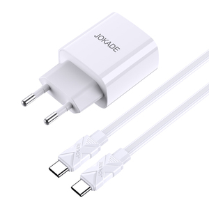 Chargeur rapide Jokade 20W USB-C USB-A avec câble de 1 m blanc - Product Image 2