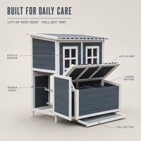 Grand poulailler de jardin avec nichoir, toit imperméable, plateau de nettoyage extractible pour volailles, poulailler en bois
