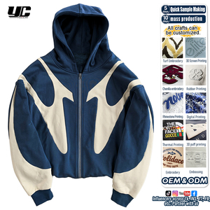 Felpe <span class=keywords><strong>con</strong></span> <span class=keywords><strong>Cappuccio</strong></span> Unisex Oversize Personalizzate <span class=keywords><strong>con</strong></span> Stampa a Rilievo, Zip e Blocchi di Colore in Poliestere/Cotone Pesante - Product Image 1