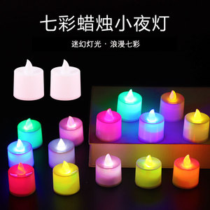 Bougies LED électroniques multicolores rondes en plastique à piles pour mariage et fête - Product Image 5