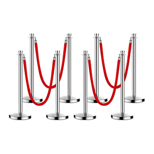 Pole de contrôle de la circulation en acier inoxydable Files d'attente en métal et support de lignes avec cordes Cordon Barrières Stanchion - Product Image 5