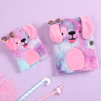 Agenda 2024 A5 con Diseño de Perro de Peluche, Cuaderno de Peluche Suave y Esponjoso, Diario Secreto para Niñas con Candado para Regalo