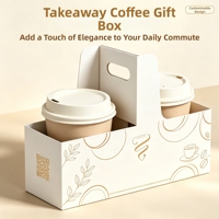 Support de tasses à café jetable personnalisé en papier recyclable pour 2 tasses, avec poignée, finition mate, écologique