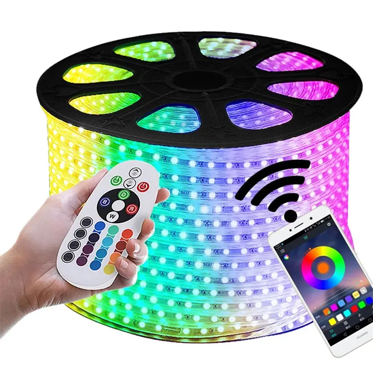 RGB LED şerit işık renk değişimi uzaktan kumanda ve partiler için müzik senkronizasyonu 5050 30 LEDs