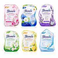Sachet de lessive à dose unique 10 ml, forme découpée, trou de suspension, thermoscellable, personnalisable OEM pour lessive liquide, échantillon de voyage pour hôtel