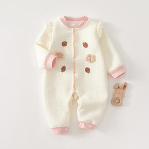 Délicat fille usine approvisionnement automne à manches longues barboteuse 3D broderie épaississement body chaud bébé soie combinaison pour bébé - Product Image 2