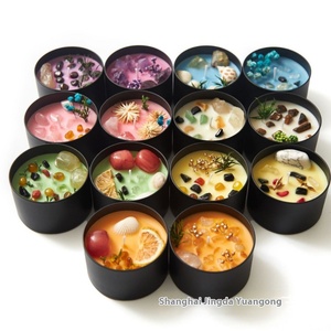 Vela de aromaterapia de cera de soja ecológica de 8 oz, piedra de cristal hecha a mano, flores secas, latas modernas, velas de Chakra para cumpleaños - Product Image 5