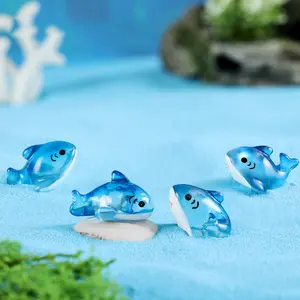 Pequeno peixe tubarão Mini fonte de água Terrário Artesanato Acessório Miniaturas Brinquedos Fairy Garden Aquarium Decoração Vida marinha