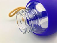 Bouteille d'eau de 32 oz en verre avec couvercle en bambou écologique et marqueur de temps à boire