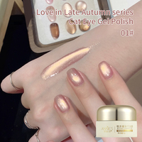 Ensemble de vernis à ongles en gel personnalisé avec logo, perles de verre en porcelaine dorée flash, automne et hiver, scarabées, gel pour ongles d'automne et d'hiver