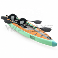 Kayak gonflable de randonnée WAVEAXE Custom Drop Stitch haute pression, 2 places, tandem, PVC, pliable, Airvolution, fabricant OEM