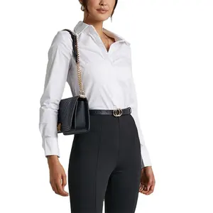 Custom Work Blouse Uniform Womens Formal Plain Women Shirt Tailored Long Sleeve Basic Simple Button-down Shirt Stretchy Top