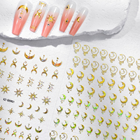 Autocollants d'ongles gothiques métalliques dorés de luxe, 12 pièces, motifs serpent, lune, papillon, floraux, auto-adhésifs, fournitures pour ongles esthétique sombre et sorcière