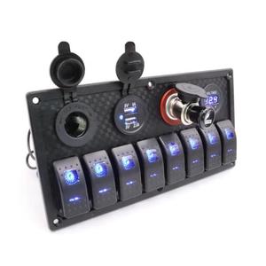 12V 8 gang chuyển đổi bảng điều chỉnh trên Off với LED Vôn kế kép USB Charger Adapter Thuốc lá nhẹ hơn ổ cắm xe Marine thuyền chuyển đổi bảng điều chỉnh - Product Image 3