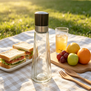 Klare Vertikale Gerippte Konische Glas-Gewürzdose Manuelle Mühle Gläser zur Aufbewahrung - Product Image 2