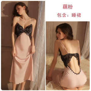 Femmes été <span class=keywords><strong>Satin</strong></span> vêtements de nuit doux soyeux <span class=keywords><strong>Satin</strong></span> profond V avec soutien-gorge coussinets dentelle longue chemise de nuit <span class=keywords><strong>Kimono</strong></span> Robe 5620 - Product Image 6