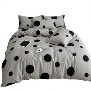 Juego de Ropa de Cama de Lujo con Diseño de Puntos Monocromáticos, Envío Directo desde la UE, Edredón de Algodón Gris 160x200 200x220cm, Almacén en Polonia - Product Image 1